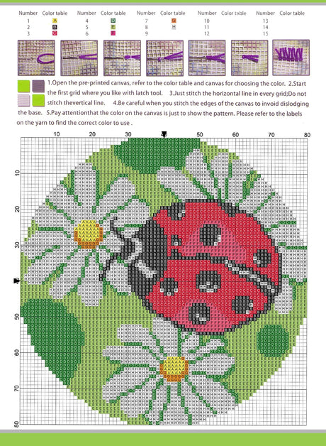LUBOT Ladybug Latch Hook Kits Rug Handicraft Making Kits DIY 17"*17" - GexWorldwide