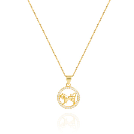 14K Gold Plated 12 Constellation Pendant Necklace Circle - GexWorldwide