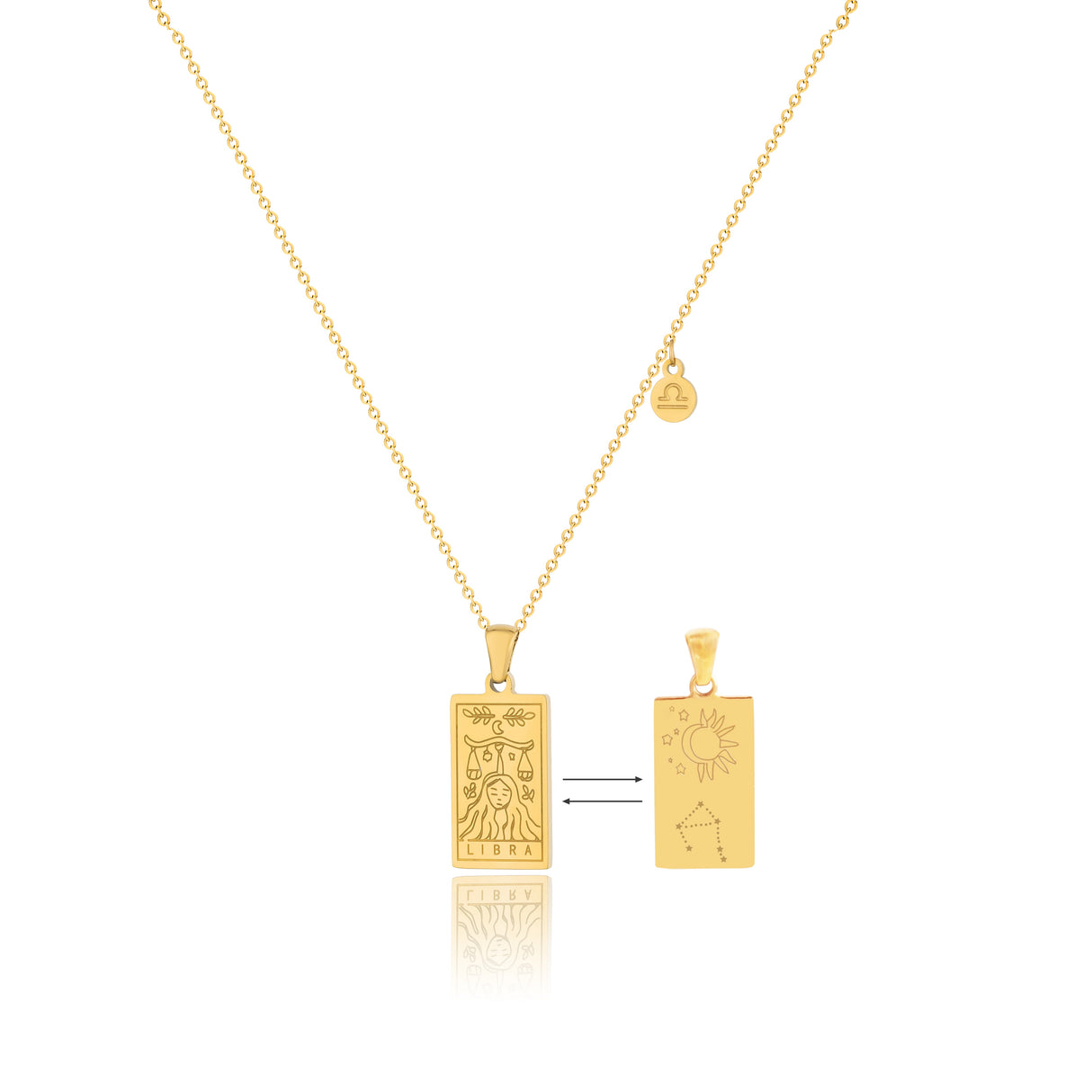 14K Gold Plated Gold 12 Constellation Pendant Necklace - GexWorldwide