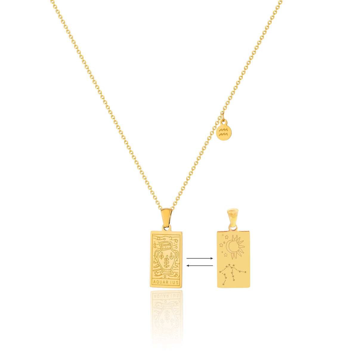 14K Gold Plated Gold 12 Constellation Pendant Necklace - GexWorldwide