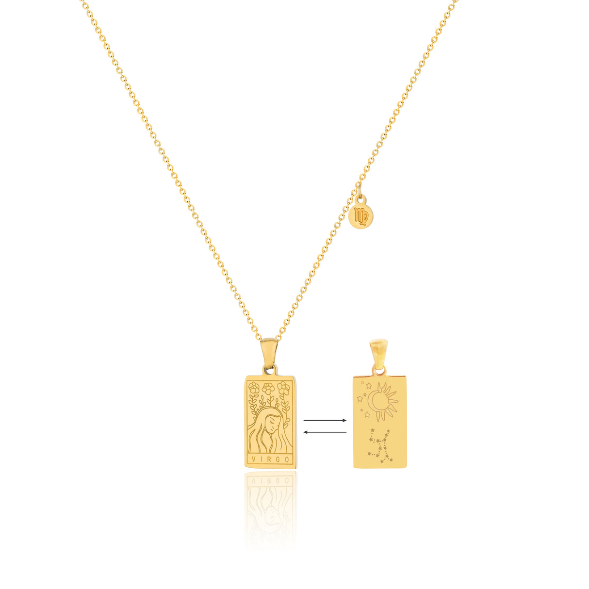 14K Gold Plated Gold 12 Constellation Pendant Necklace - GexWorldwide