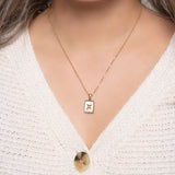 14K Gold Plated Gold 12 Constellation Pendant Necklace White Square - GexWorldwide