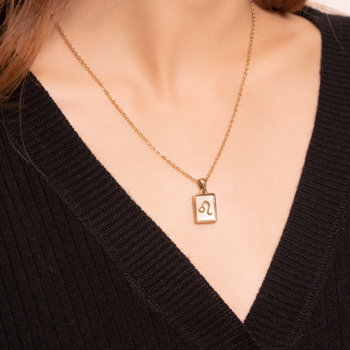14K Gold Plated Gold 12 Constellation Pendant Necklace White Square - GexWorldwide