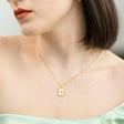 14K Gold Plated Gold 12 Constellation Pendant Necklace White Square - GexWorldwide