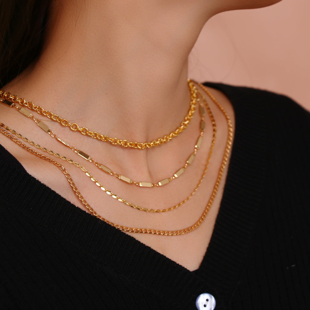 14k Gold Plated Layered 4 Chain - GexWorldwide