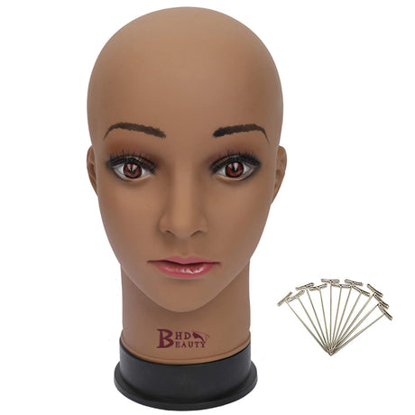 BHD BEAUTY Bald Realistic Mannequin Head with T-Pins for Wig Making and Display - GexWorldwide