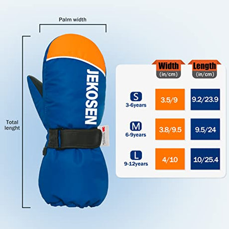 Blue Kids Snow Gloves Waterproof Warm Anti-lost lanyard 3M Thinsulate Glove - GexWorldwide