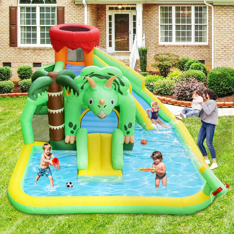 Dinosaur Inflatable Water Slide for Kids Easy to Inflate Large Swimming Pool Outdoor Fun Bouncing House - GexWorldwide