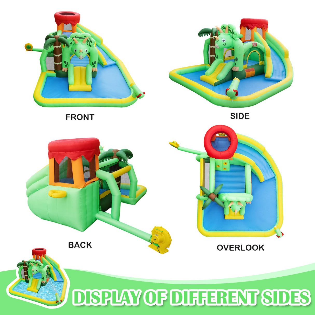 Dinosaur Inflatable Water Slide for Kids Easy to Inflate Large Swimming Pool Outdoor Fun Bouncing House - GexWorldwide