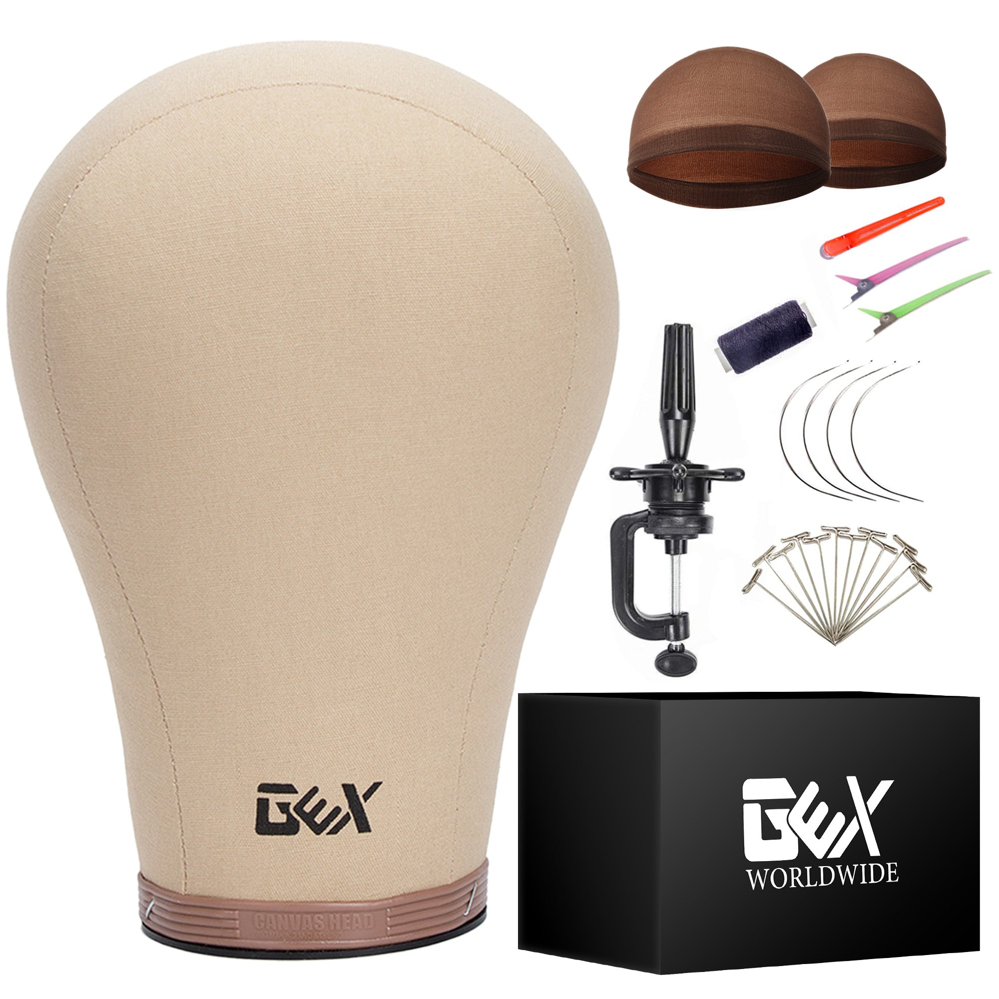 GEX 20 24 Cork Canvas Block Head Mannequin Head With Mount Hole With Pins And Table Stand