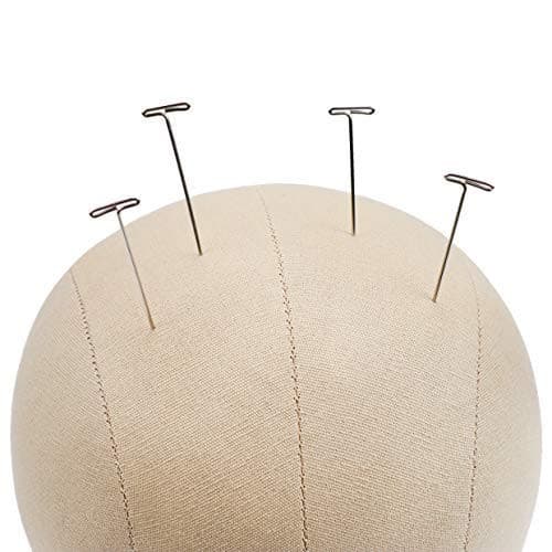 GEX 20"-24" Cork Canvas Block Head Mannequin Head With Mount Hole With Pins And Table Stand - GexWorldwide