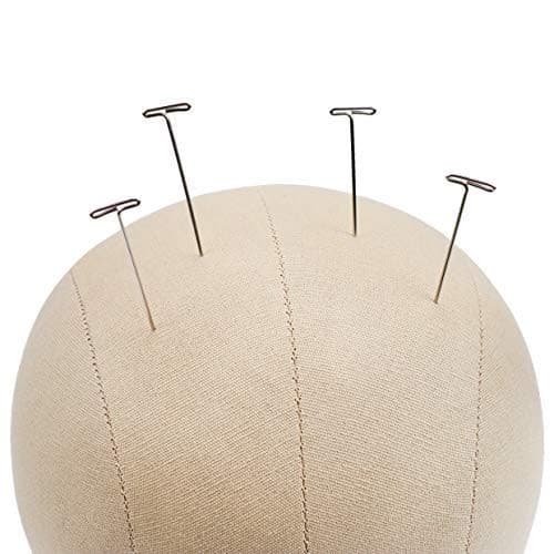 GEX 20"-24" Cork Canvas Block Head Mannequin Head With Mount Hole With Pins And Table Stand - GexWorldwide