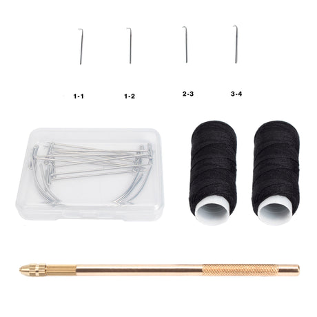 GEX Brass Ventilating Holder and 4 Needles for Wig Making Pins Needles Set, Wig T Pins and C Curved Needles Hair Weave Needles for Wig Making - GexWorldwide