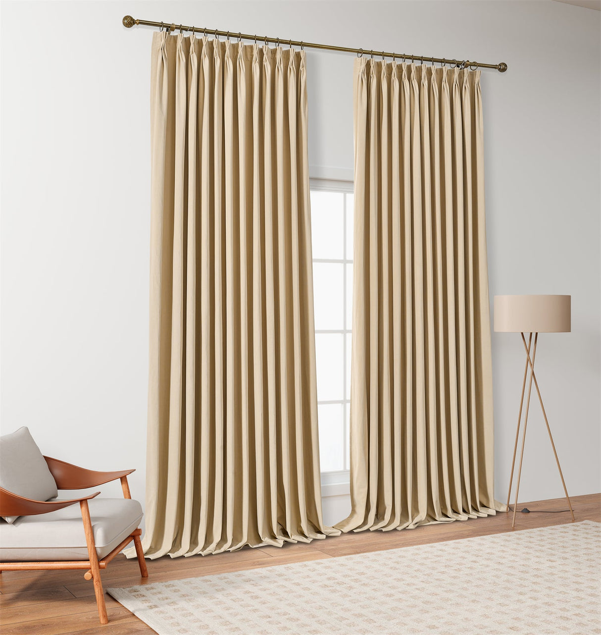 GEX Curtain Linen Bolonia Velvet Custom Curtains Blackout Drapes Pleated - GexWorldwide