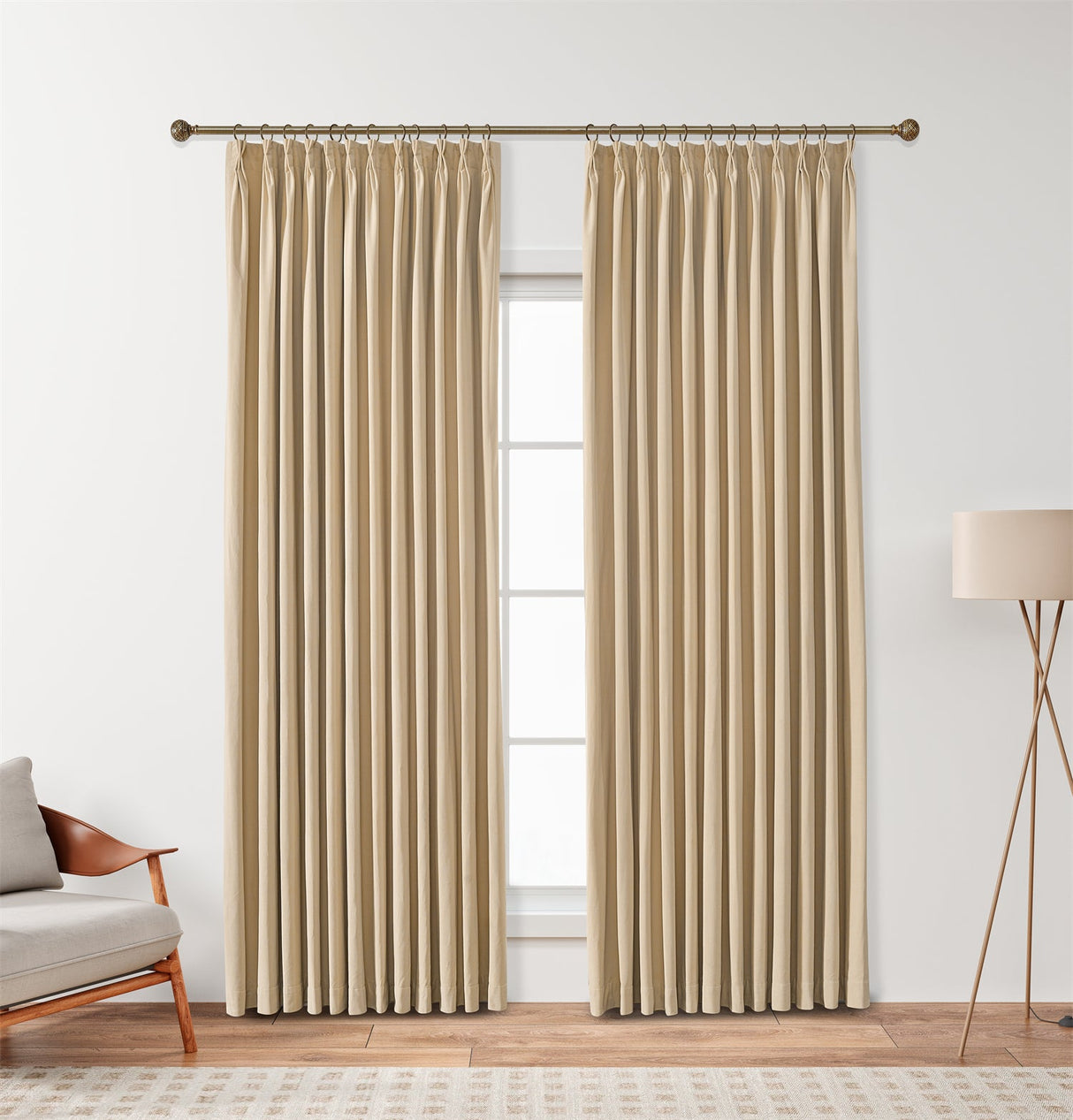 GEX Curtain Linen Bolonia Velvet Custom Curtains Blackout Drapes Pleated - GexWorldwide