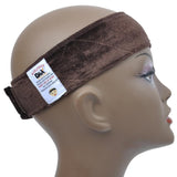 GEX Flexible Velvet Wig Grip Scarf Head Band Adjustable Fastern Brown - GexWorldwide