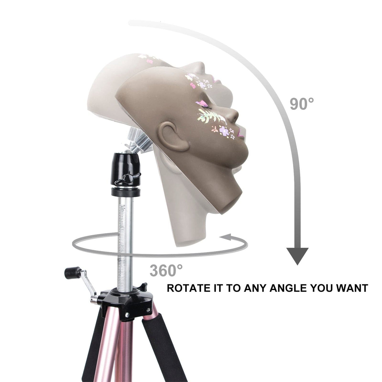  GEX 55 Mannequin Tripod Stand Canvas Block Training Doll  Manikin Head Wig Stand for Cosmetology Hairdressing (Rose Gold) : Arts,  Crafts & Sewing