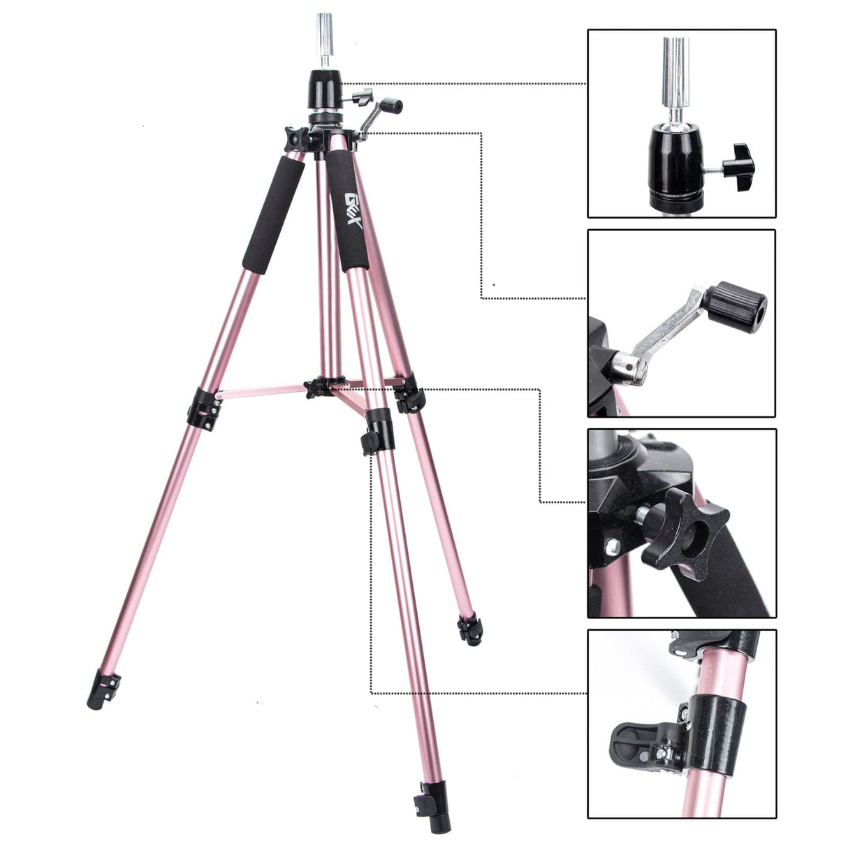 GEX Heavy Duty Mannequin Tripod Wig Stand + GEX Tripod Top Piece Bundle 