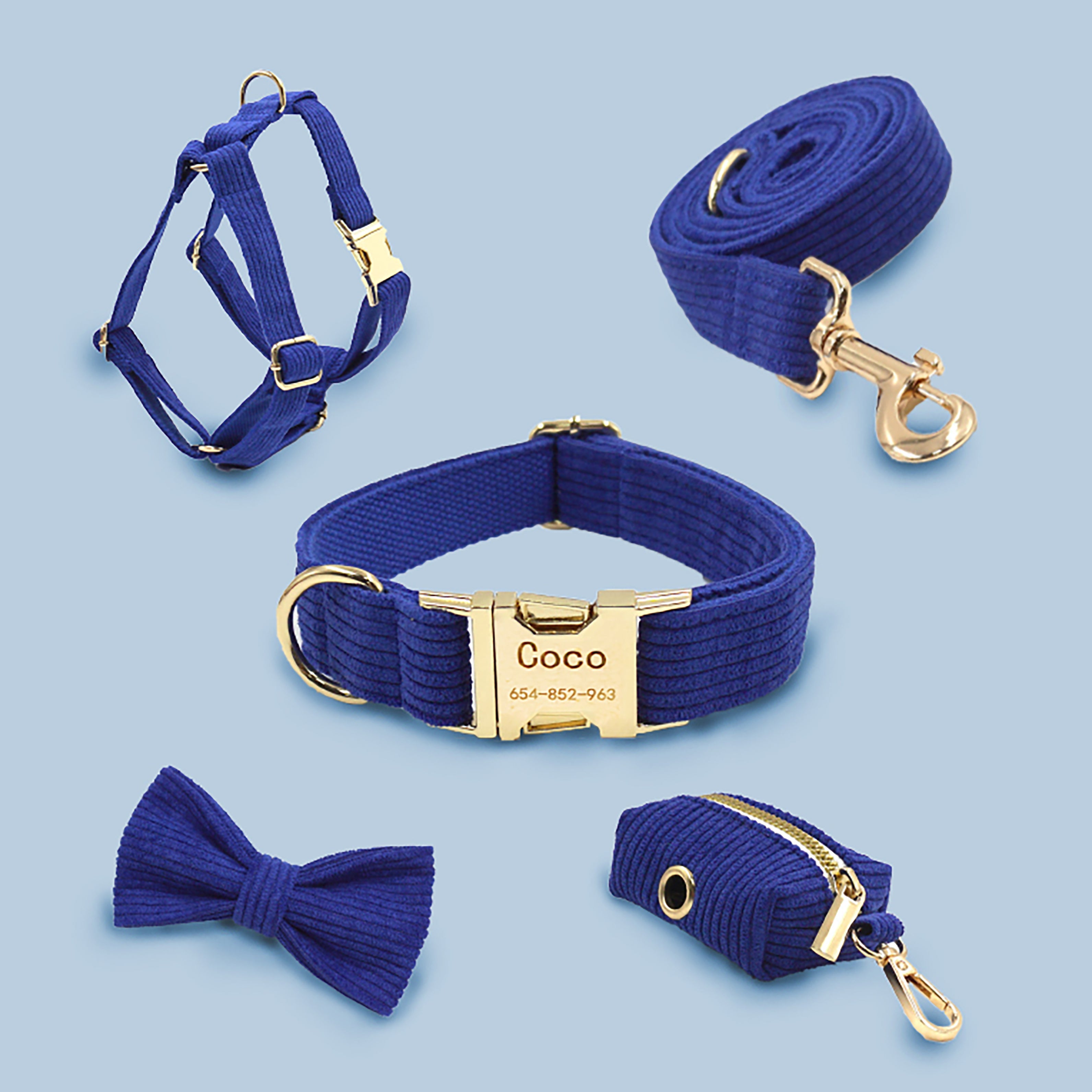 GEX Personalized Dog Collar Bow Tie Leash Set - Gexworldwide.com