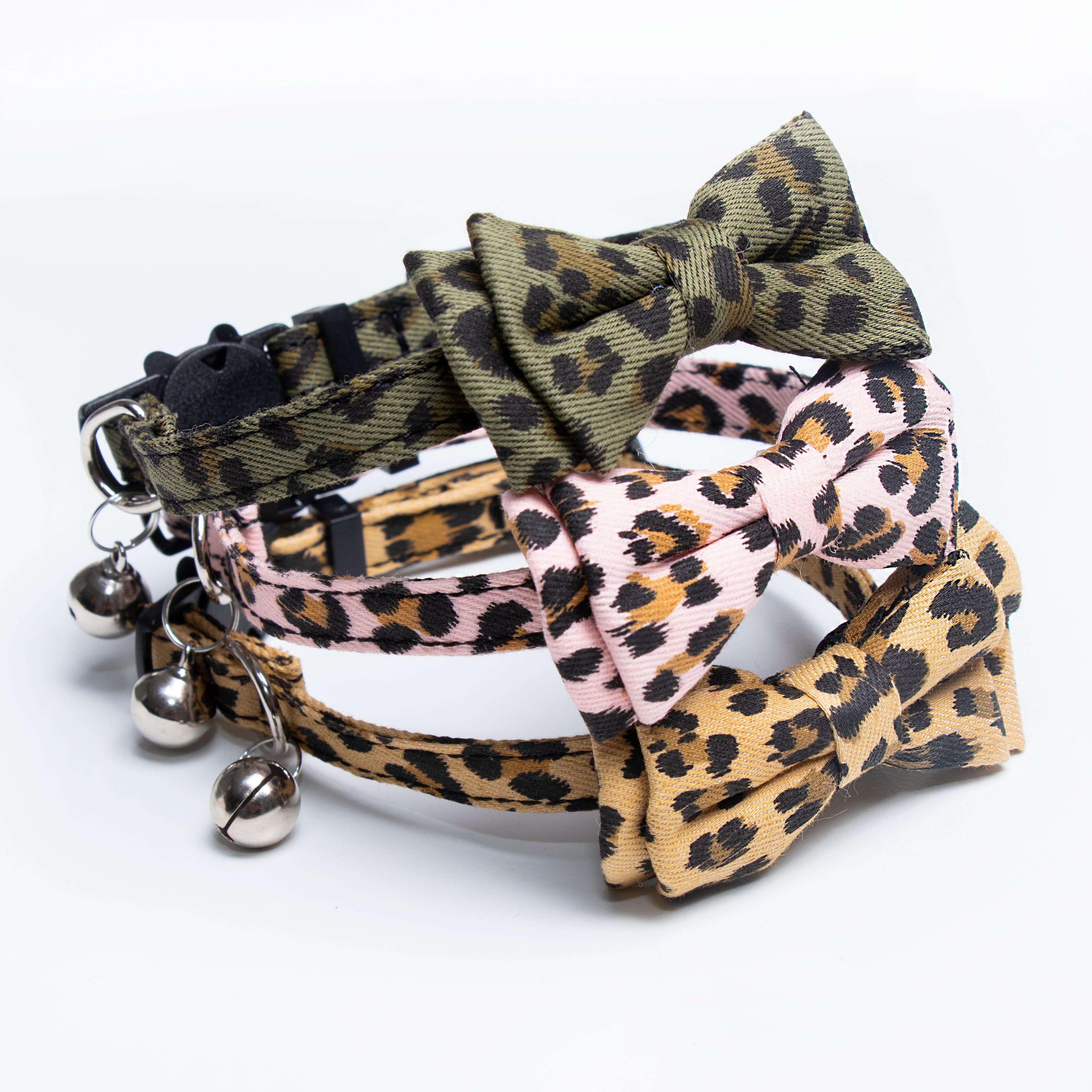 GEX Personalized Dog Collar Bow Tie Leash Set Gexworldwide Khaki Gold Cat Outline
