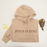 GEX Personalized Christian Hoodies Embroidered JESUS IS KING Sweatshirts with Bible Verses Faith Sweatshirt for Christians - GexWorldwide