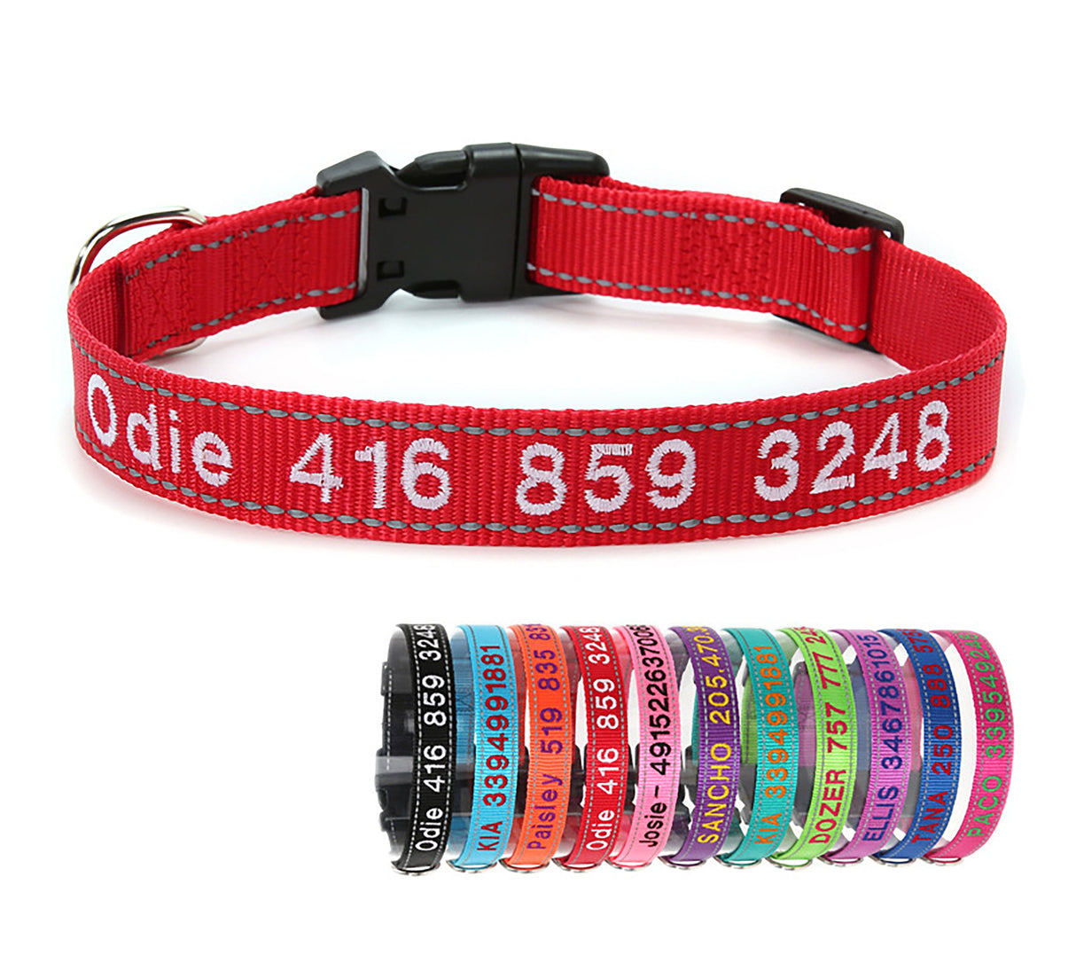 GEX Personalized Embroidered Pet Collar for Large Boy Dog with Reflective Nylon - GexWorldwide