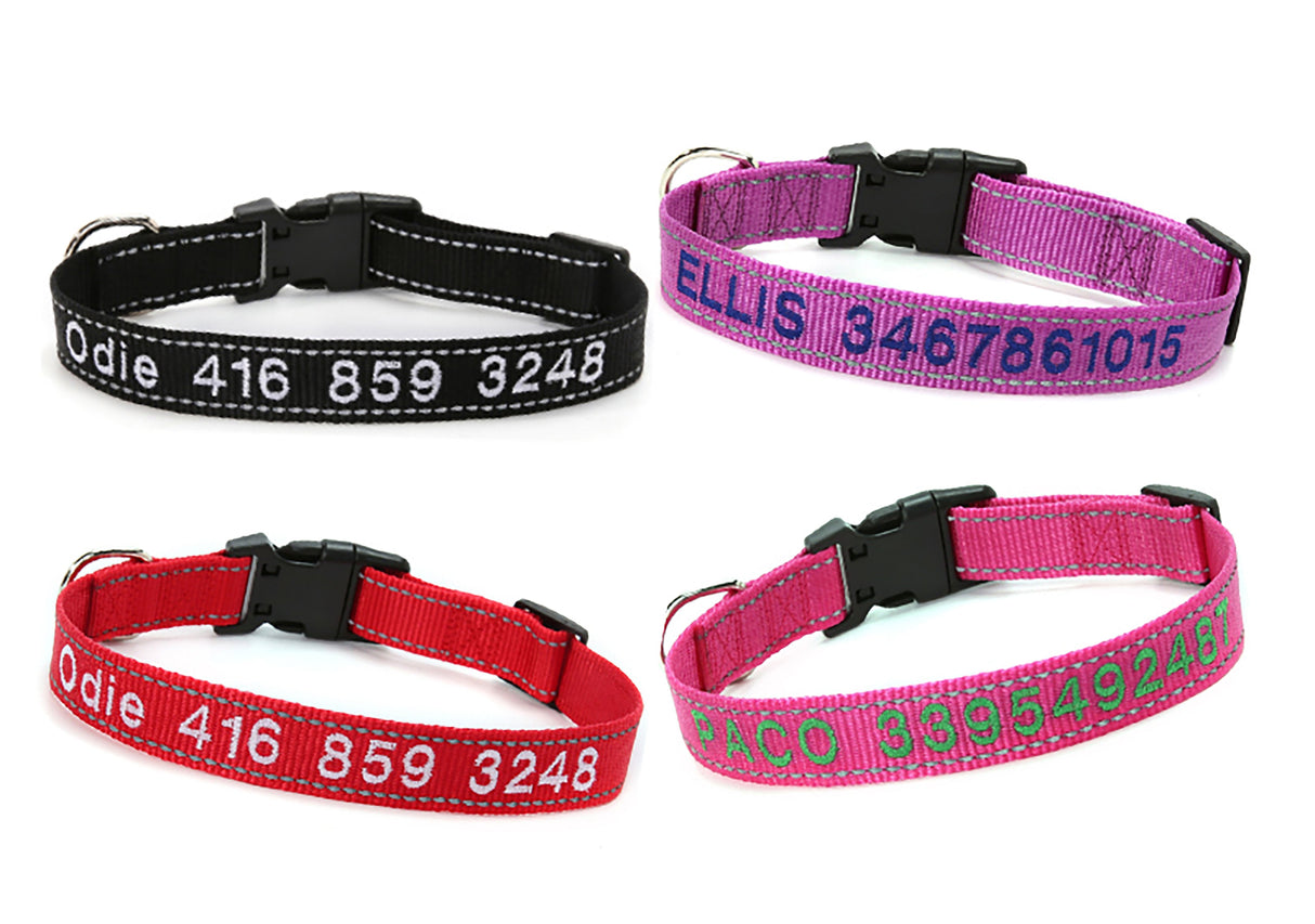 GEX Personalized Embroidered Pet Collar for Large Boy Dog with Reflective Nylon - GexWorldwide