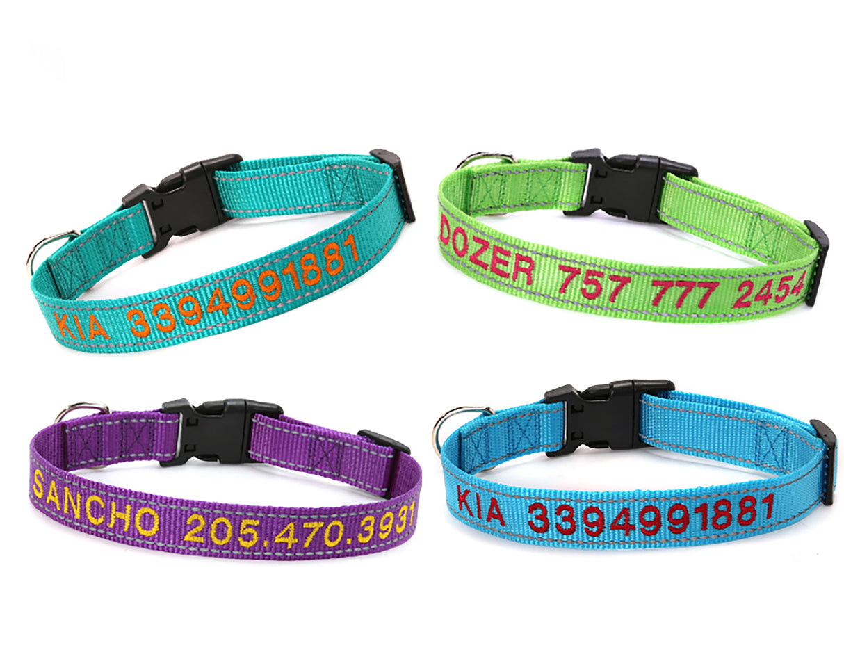 GEX Personalized Embroidered Pet Collar for Large Boy Dog with Reflective Nylon - GexWorldwide