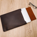 GEX Personalized Engraved Brown Cowhide Laptop Sleeve - GexWorldwide