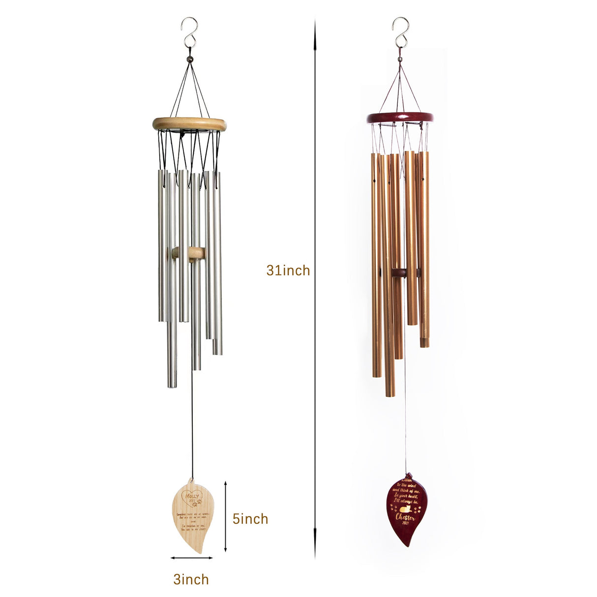 GEX Personalized Engraved Pet Name Memorial Wind Chime - GexWorldwide