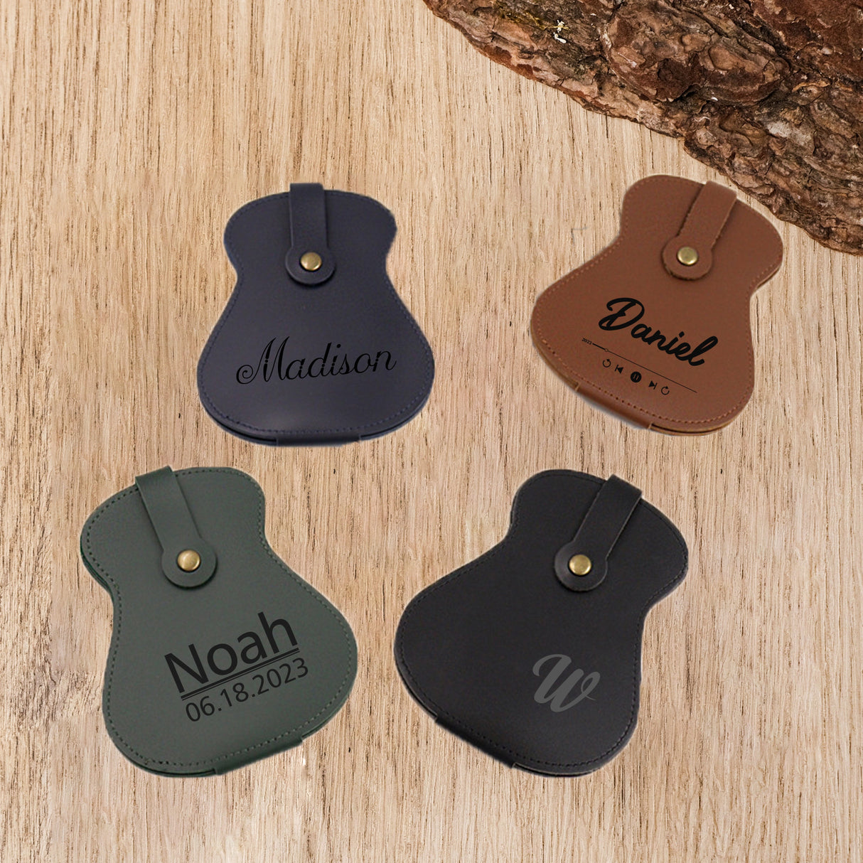 GEX Personalized Guitar Pick Holder Leather Keychain - GexWorldwide