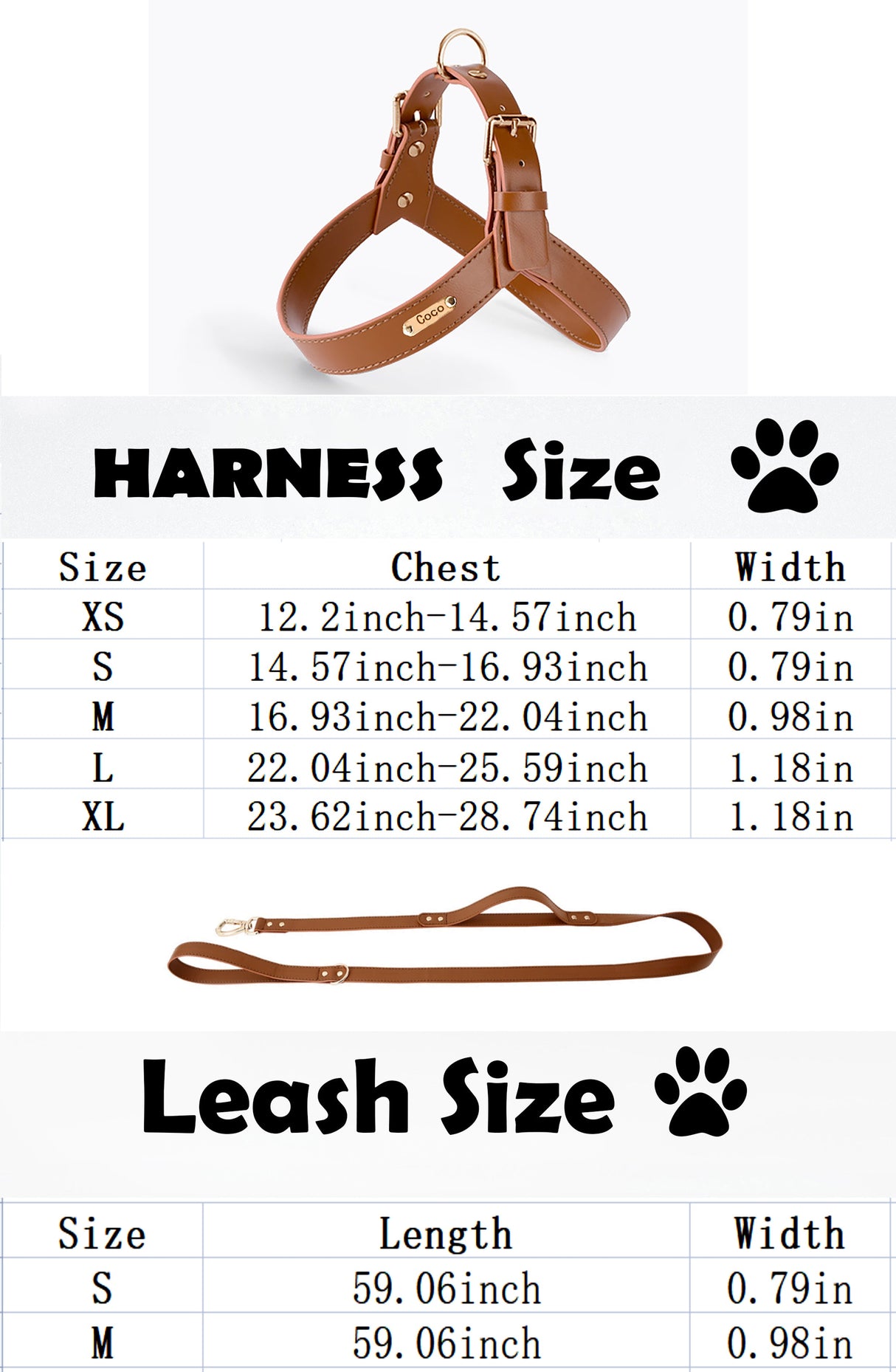 GEX Personalized Large Dog Leather Harness and Leash Set - GexWorldwide