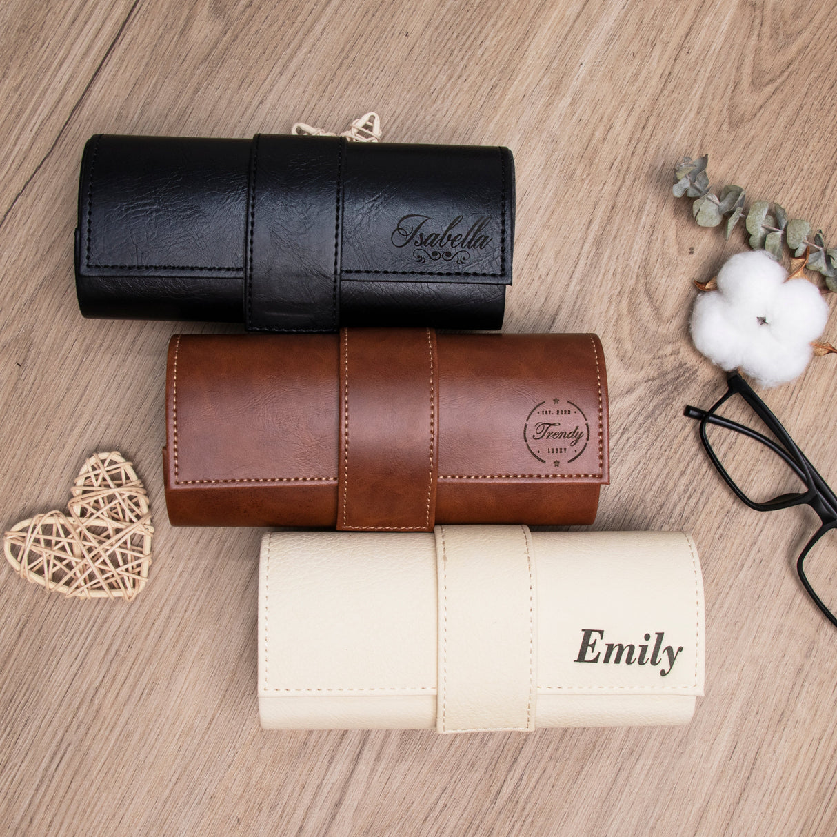 GEX Personalized Leather Glasses Case Sunglasses Holder with Name - GexWorldwide