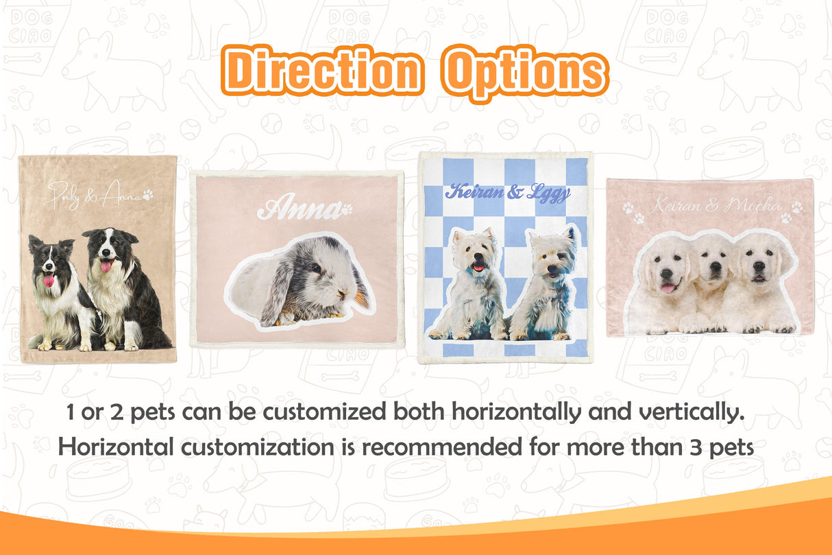 Gex Personalized Pet Art Portrait Blankets with Pets Photos - GexWorldwide