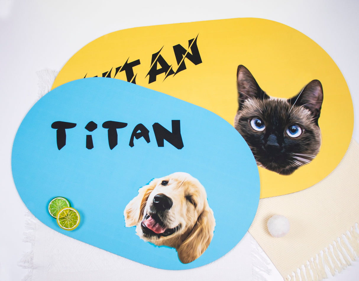 GEX Personalized Pet Bowl Mat with Pet Photo Placemat - GexWorldwide