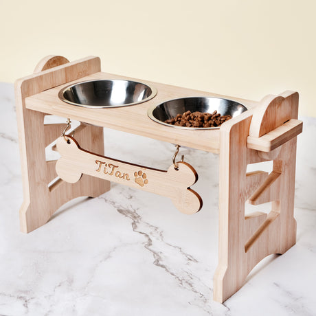 GEX Personalized Pet Bowl Stand Wooden Dog Bowl Holder - GexWorldwide