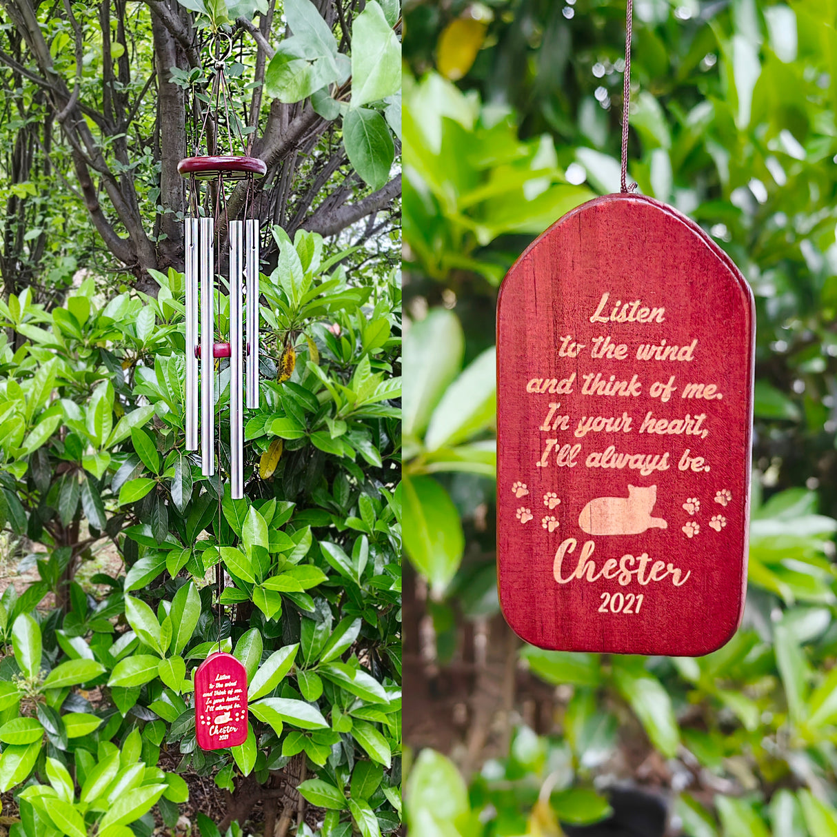 GEX Personalized Pet Memorial Wind Chime with Engraved Pet Name - GexWorldwide