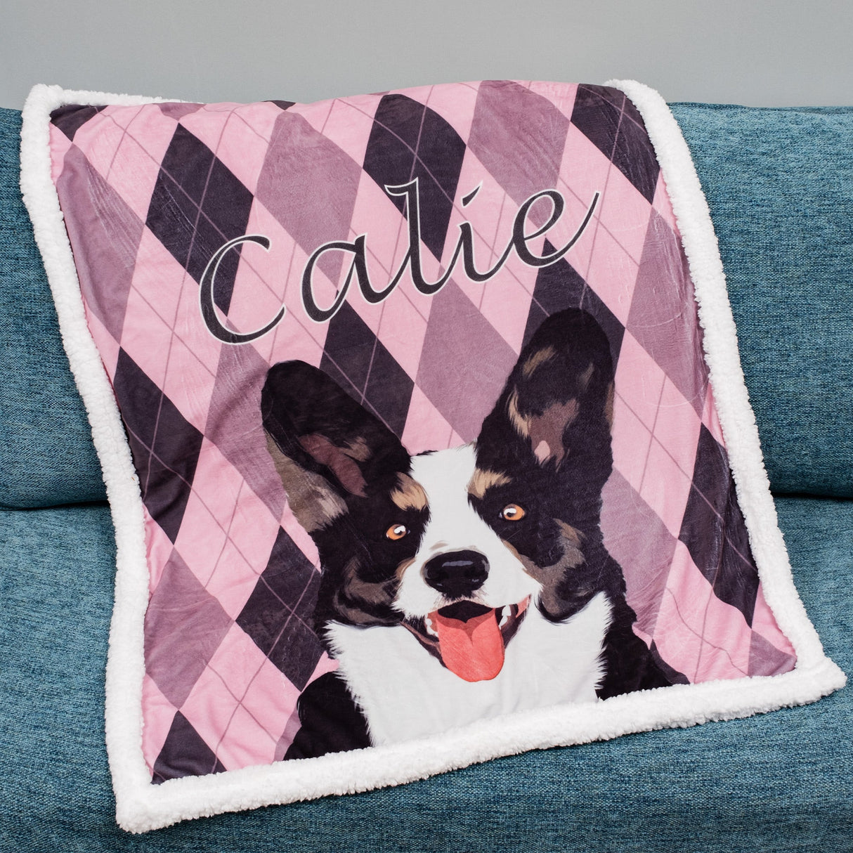 Gex Personalized Pet Photo Art Portrait Blankets with Name - GexWorldwide