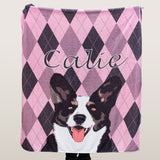 Gex Personalized Pet Photo Art Portrait Blankets with Name - GexWorldwide