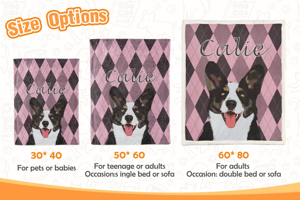 Gex Personalized Pet Photo Art Portrait Blankets with Name - GexWorldwide