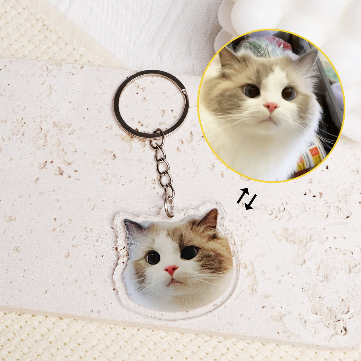 GEX Personalized Pet Photo Key Chain Pet Portrait Shaped Memorial Gift - GexWorldwide