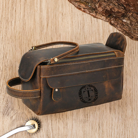 GEX Personalized Waterproof Leather Toiletry Bag - GexWorldwide