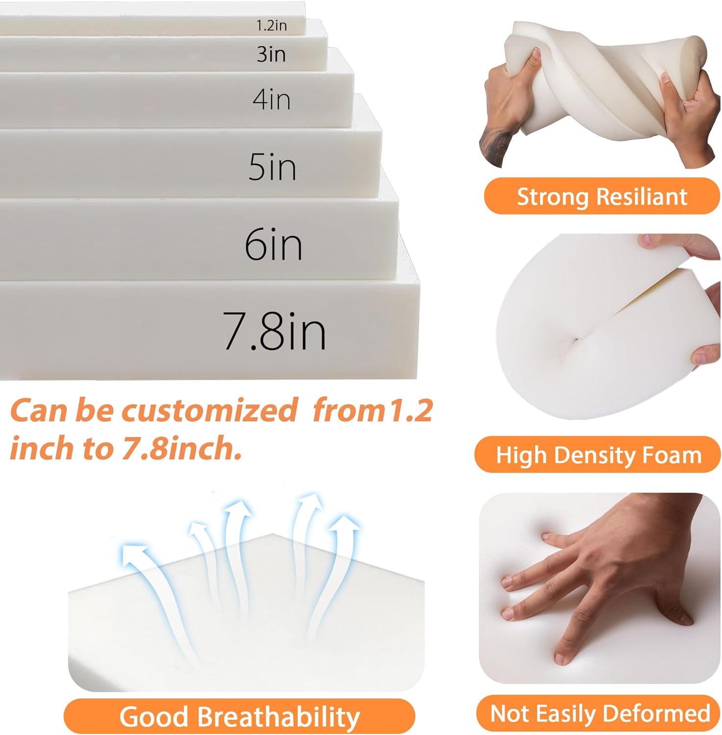 GEX Waterproof Oxford Custom Size Bench Cushion Pads 70D High