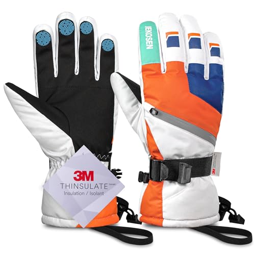 JEKOSEN Orange Ski Gloves Waterproof Touchscreen Snowboard Cold Weather Keep Warm Snow Gloves - GexWorldwide