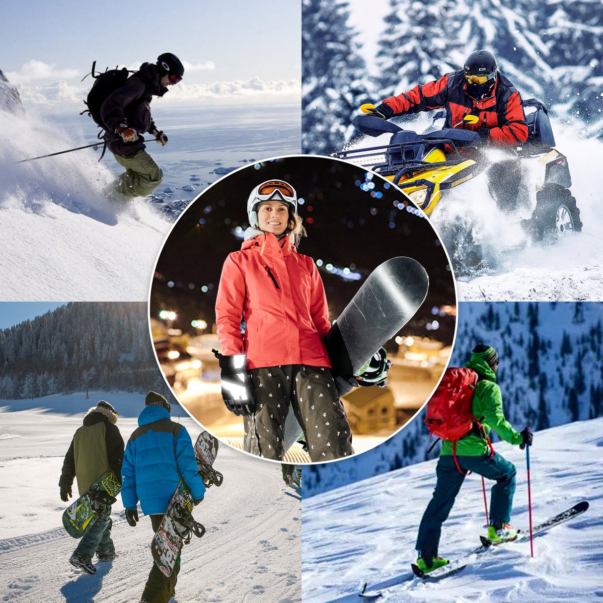 JEKOSEN White Ski Gloves Waterproof Touchscreen Snowboard Cold Weather Keep Warm Snow Gloves - GexWorldwide