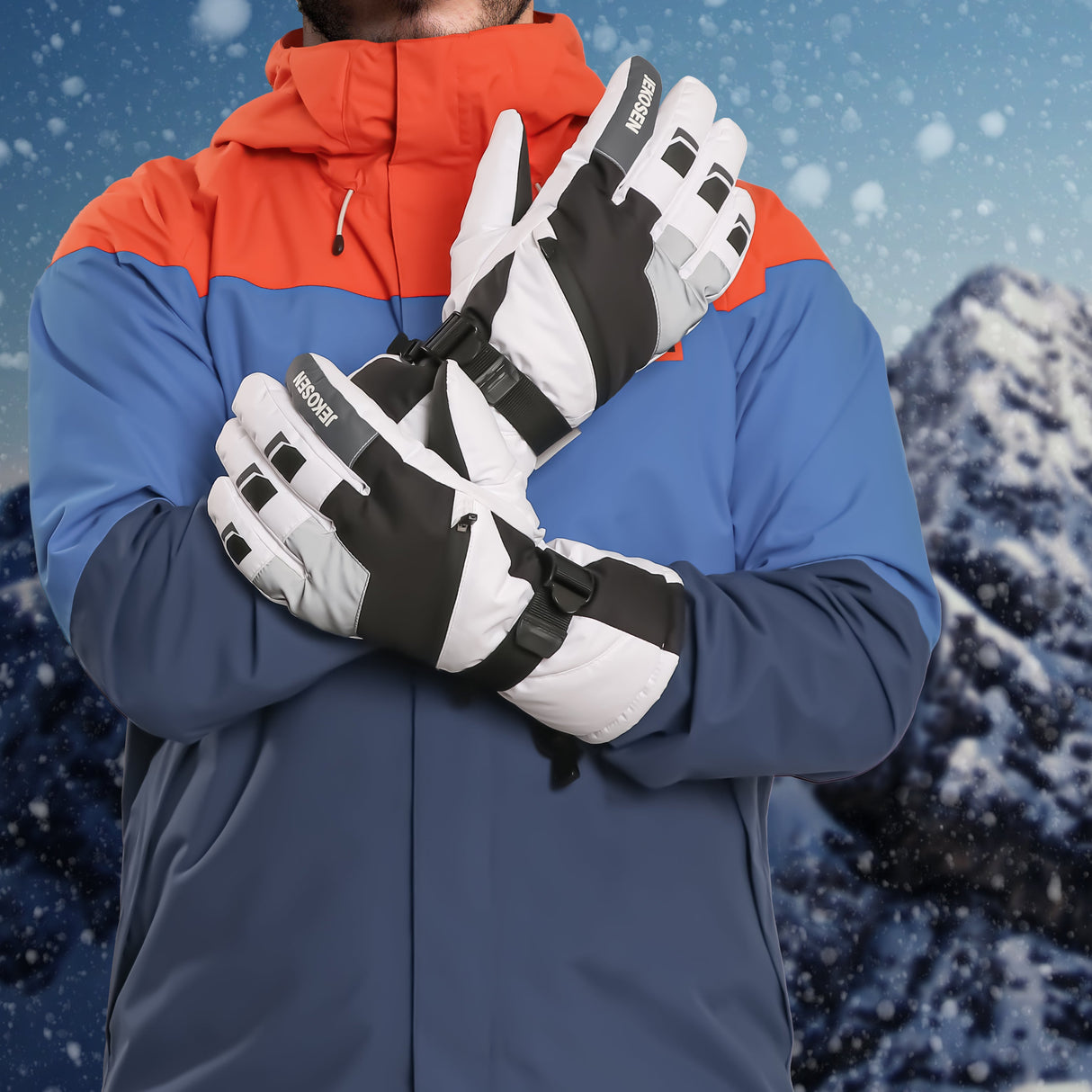 JEKOSEN White Ski Gloves Waterproof Touchscreen Snowboard Cold Weather Keep Warm Snow Gloves - GexWorldwide