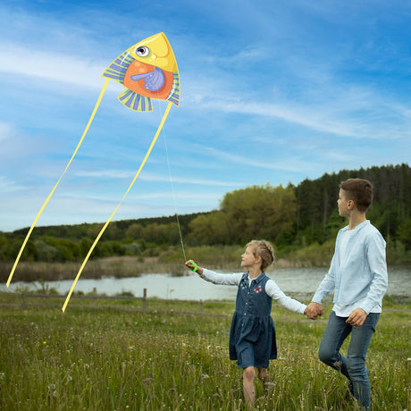 JEKOSEN Yellow Fish Kite Easy to Fly Single String, Suitable for Kids Toddlers Adults Beach Park Outdoor Activities - GexWorldwide