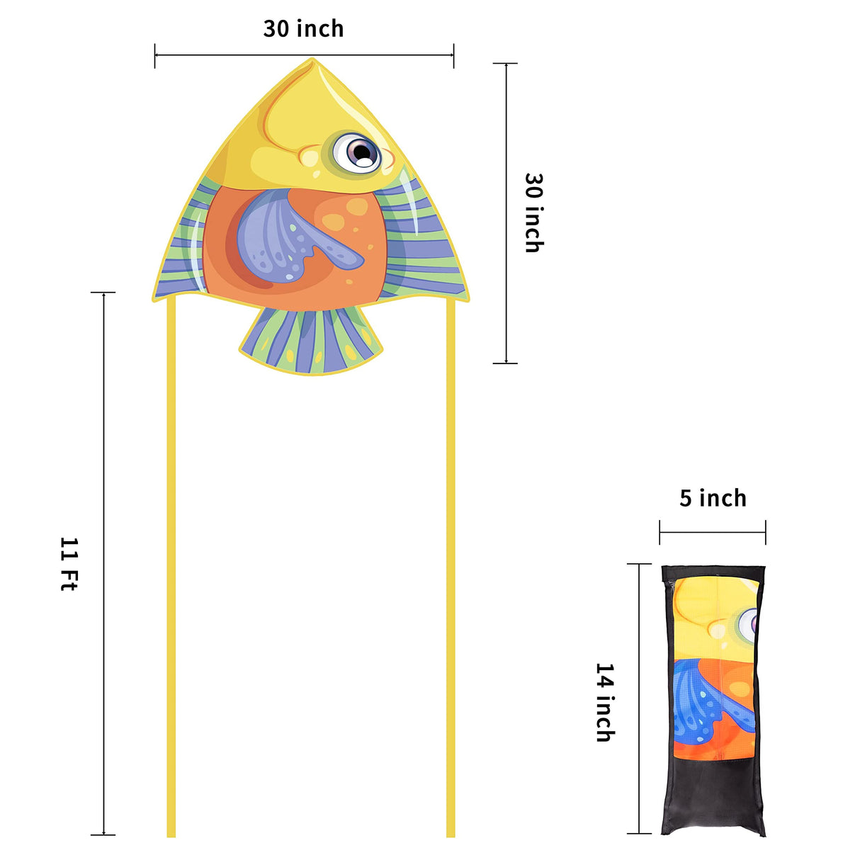 JEKOSEN Yellow Fish Kite Easy to Fly Single String, Suitable for Kids Toddlers Adults Beach Park Outdoor Activities - GexWorldwide