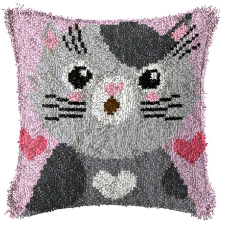 Latch Hook Kits Pillowcase Cat 16.5*16.5 IN - GexWorldwide