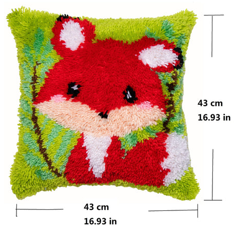 Latch Hook Kits Pillowcase Fox 16.5x 16.5 in - GexWorldwide